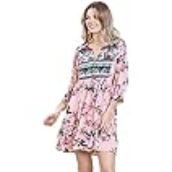 Umgee Dresses & Skirts - New! Umgee Multicolor Floral Long Sleeve Midi Dress Or Tunic Size S